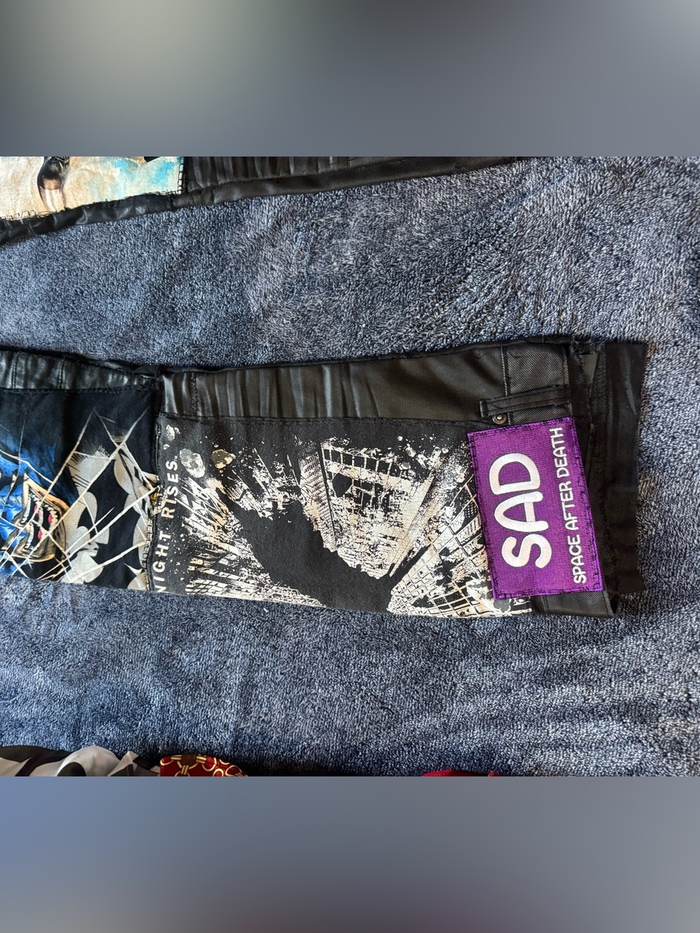 Reason Black Patchwork Graphic Slim Straight Jeans with Blue & Purple Accents - Picture 12 of 16